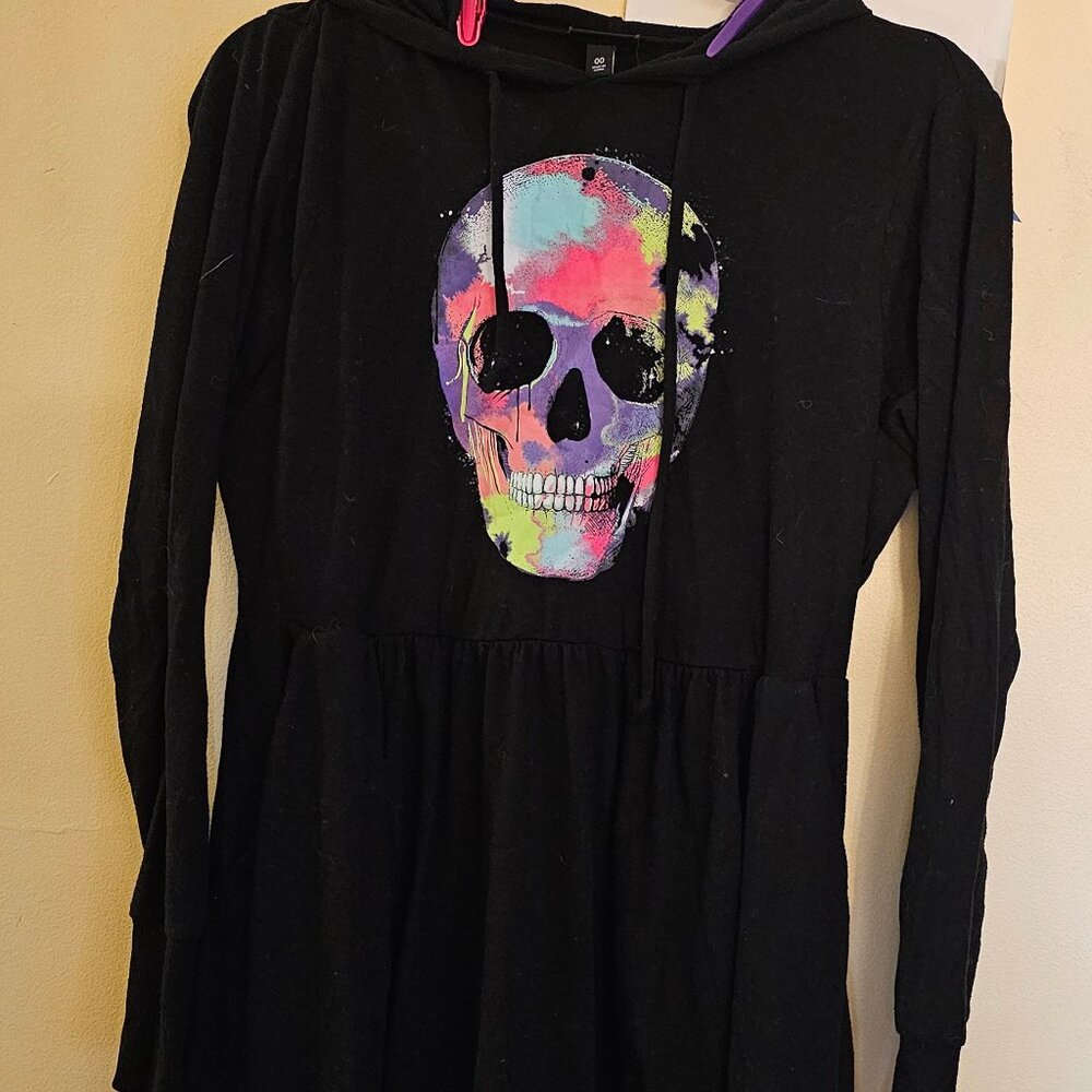 torrid nwot watercolor skull dress with hood